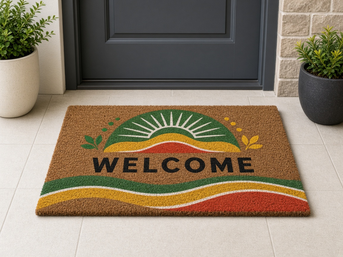 Personalized Jamroots custom doormat at a home entrance