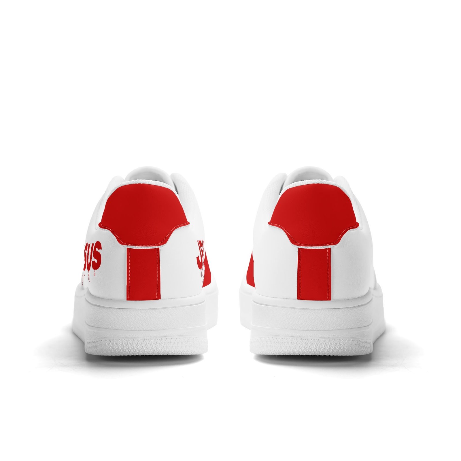 Stylish Red and White Jesus Sneaker Style - Image 4