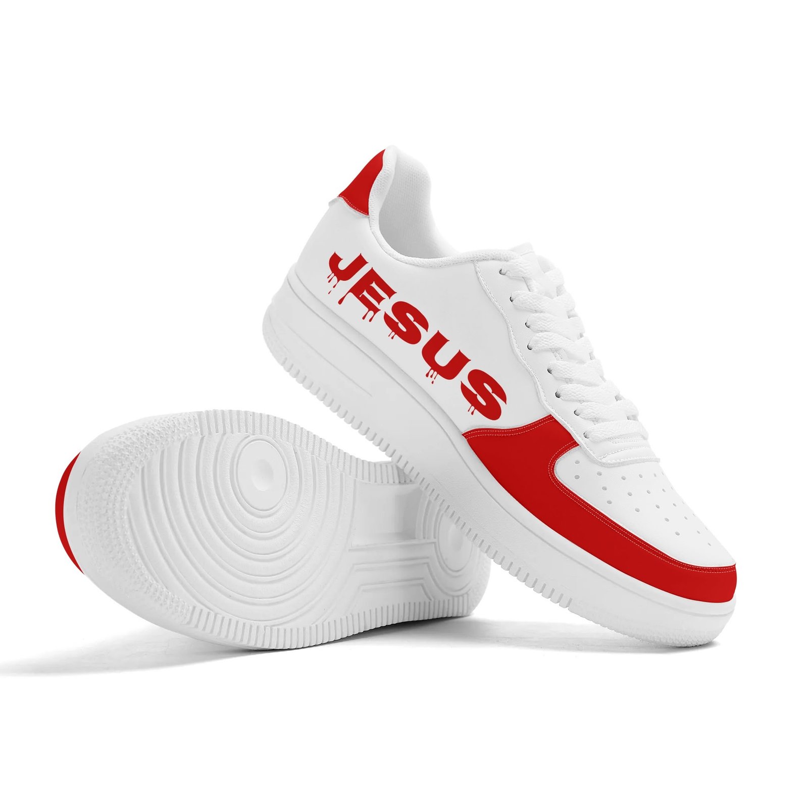 Stylish Red and White Jesus Sneaker Style - Image 5