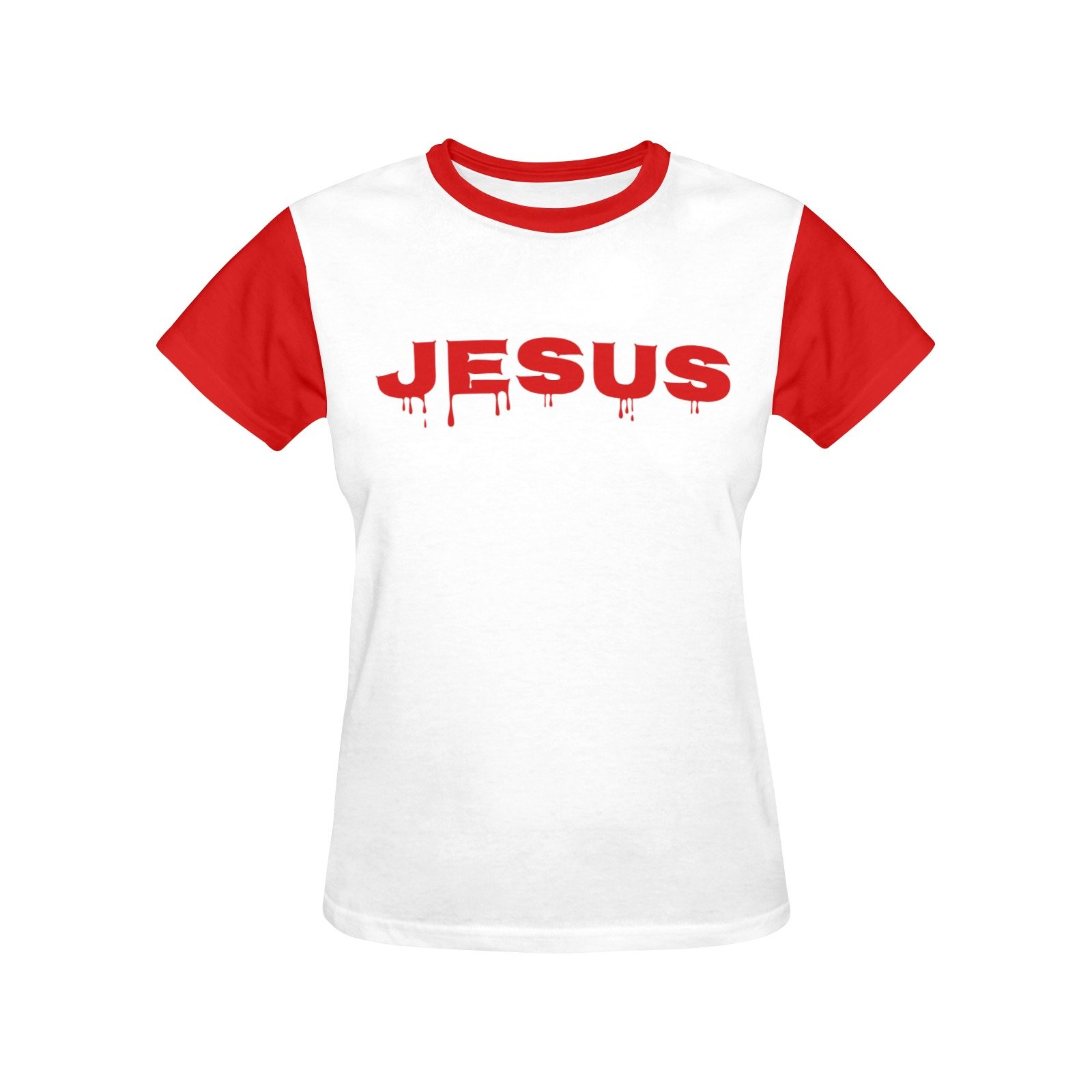 jesus white and red tee Women's All Over Print Crew Neck T-Shirt (Model T40-2) - Image 3