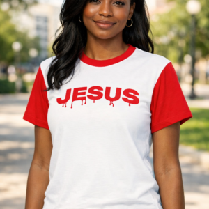 jesus white and red tee Women's All Over Print Crew Neck T-Shirt (Model T40-2)